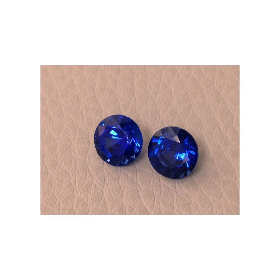 Natural Heated Blue Sapphire Pair deep blue color round shape 2.68 carats