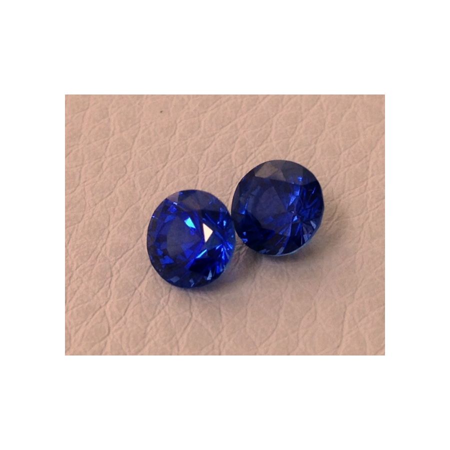 Natural Heated Blue Sapphire Pair deep blue color round shape 2.68 carats