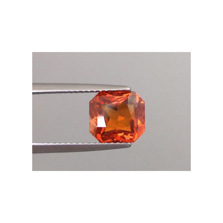 Natural Unheated Orange Sapphire reddish orange color octagon shape 3.23 carats with GIA Report / video