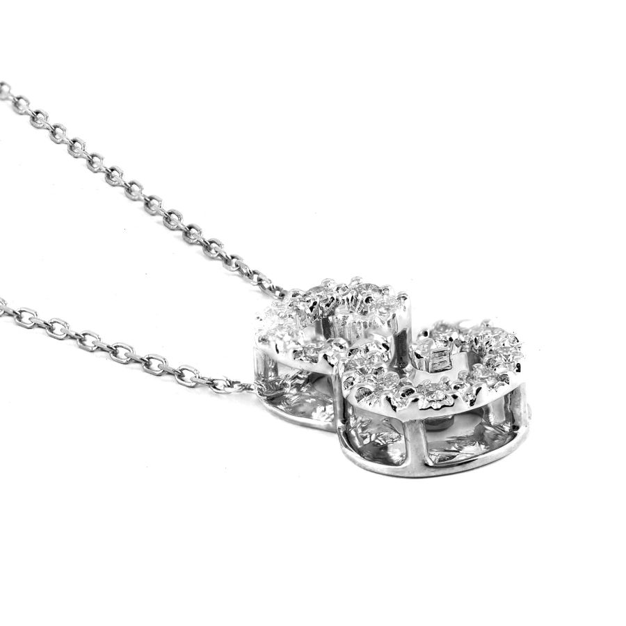 Initial "E" Pendant with Diamonds 0.12 carats, 14K White Gold, 18" Chain