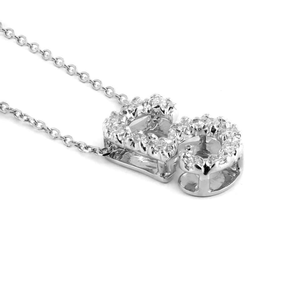 Initial "G" Pendant with Diamonds 0.14 carats, 14K White Gold, 18" Chain