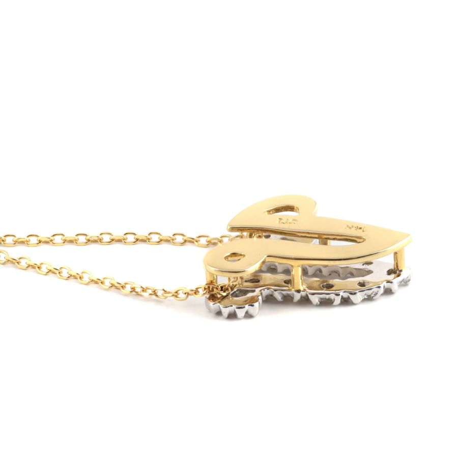 Initial "V" Pendant with Diamonds 0.13 carats, 14K White and Yellow Gold, 18" Chain