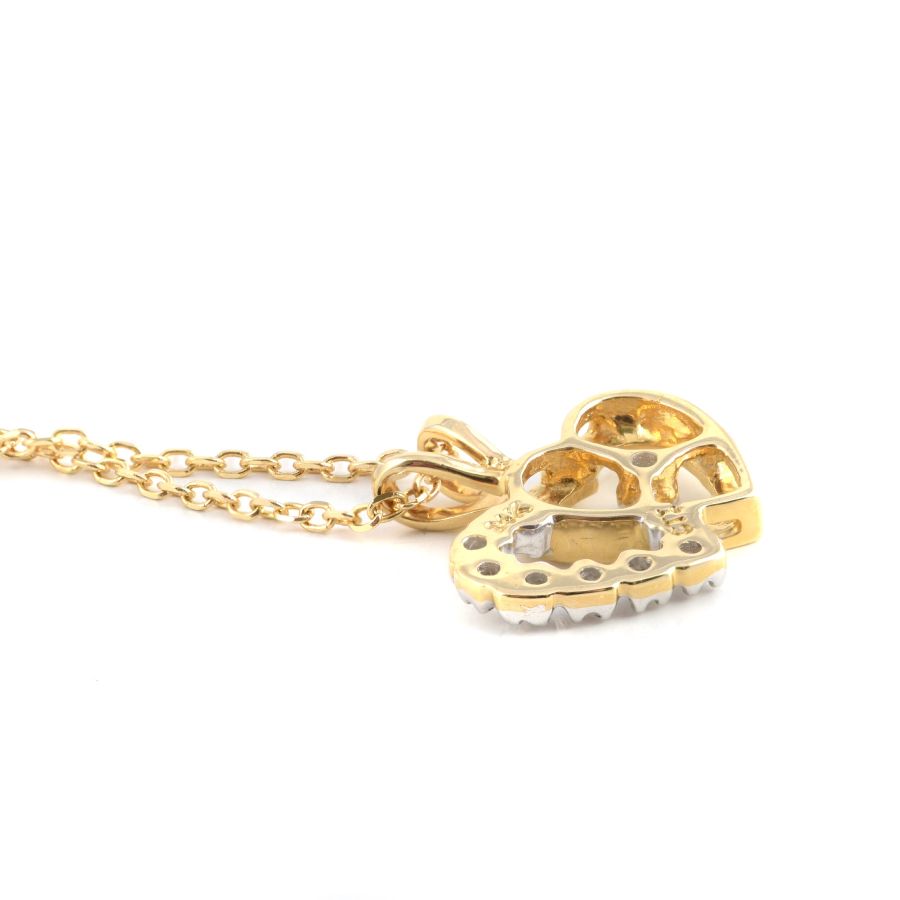 Heart Pendant with Diamonds 0.05 carats, 14K White and Yellow Gold, 18" Chain