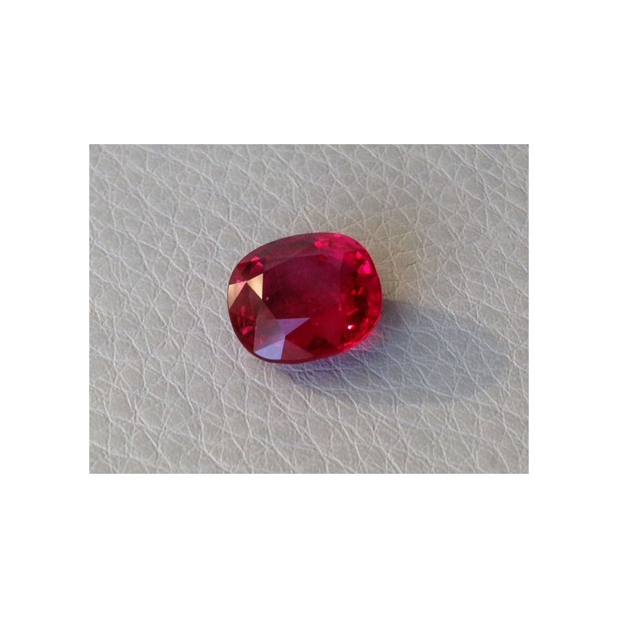 Natural Heated Ruby vivid red color cushion 5.05 carats with GRS Report / video 