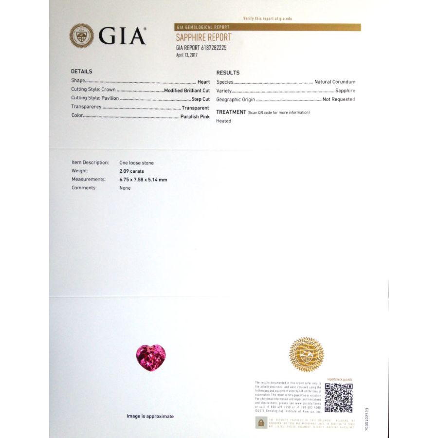 Natural Heated Pink Sapphire 2.09 carats 