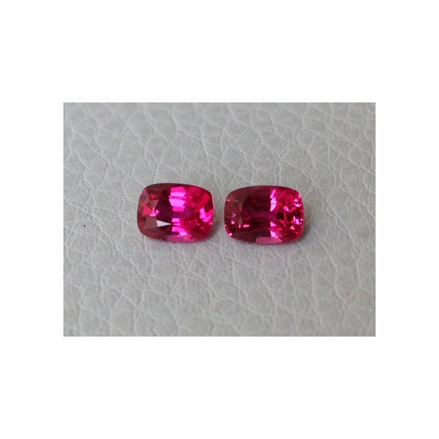 Natural Heated Ruby Pair pinkish red color cushion shape 1.24 carats