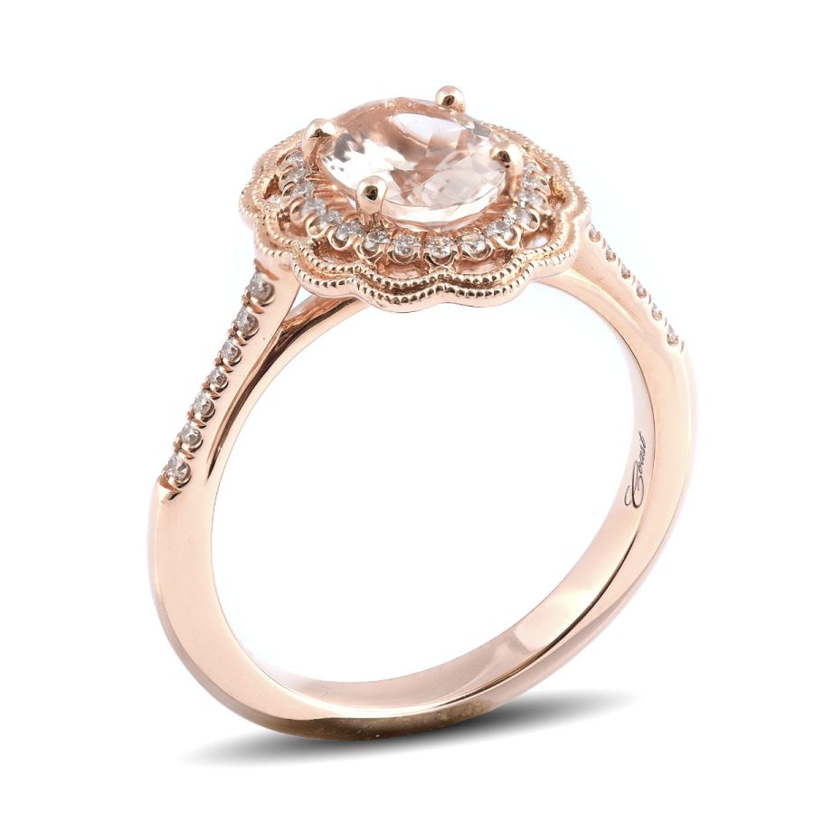 Natural Morganite 1.09 carats set in 14K Rose Gold Ring with 0.19 carats Diamonds 