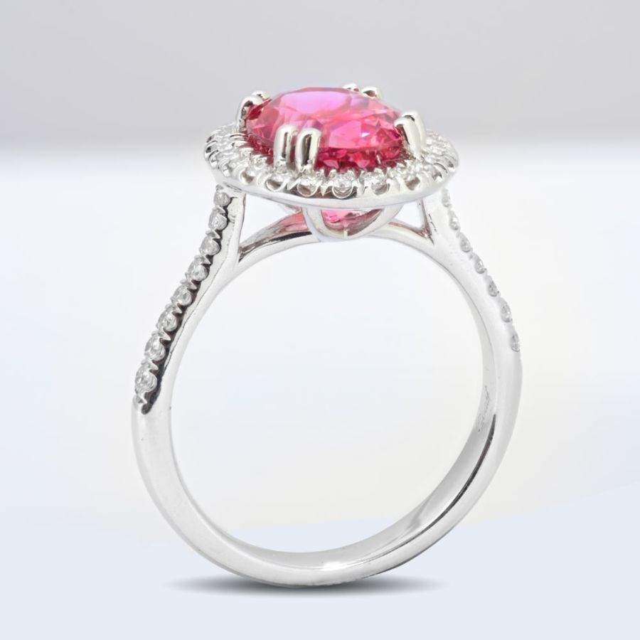 Natural Pink Spinel 3.42 carats set in 18K White Gold Ring  with 0.38 carats Diamonds / GRS Report