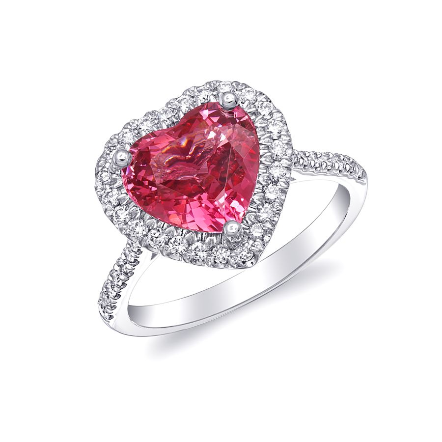 Natural Unheated Tanzanian Pink Spinel 3.08 carats set in Platinum Ring with 0.35 carats Diamonds / GRS Report