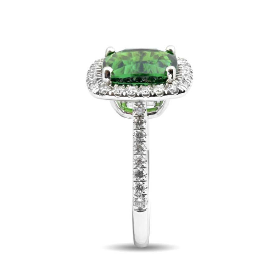 Natural Chrome Tourmaline 3.51 carats set in 14K White Gold Ring with 0.56 carats Diamonds 