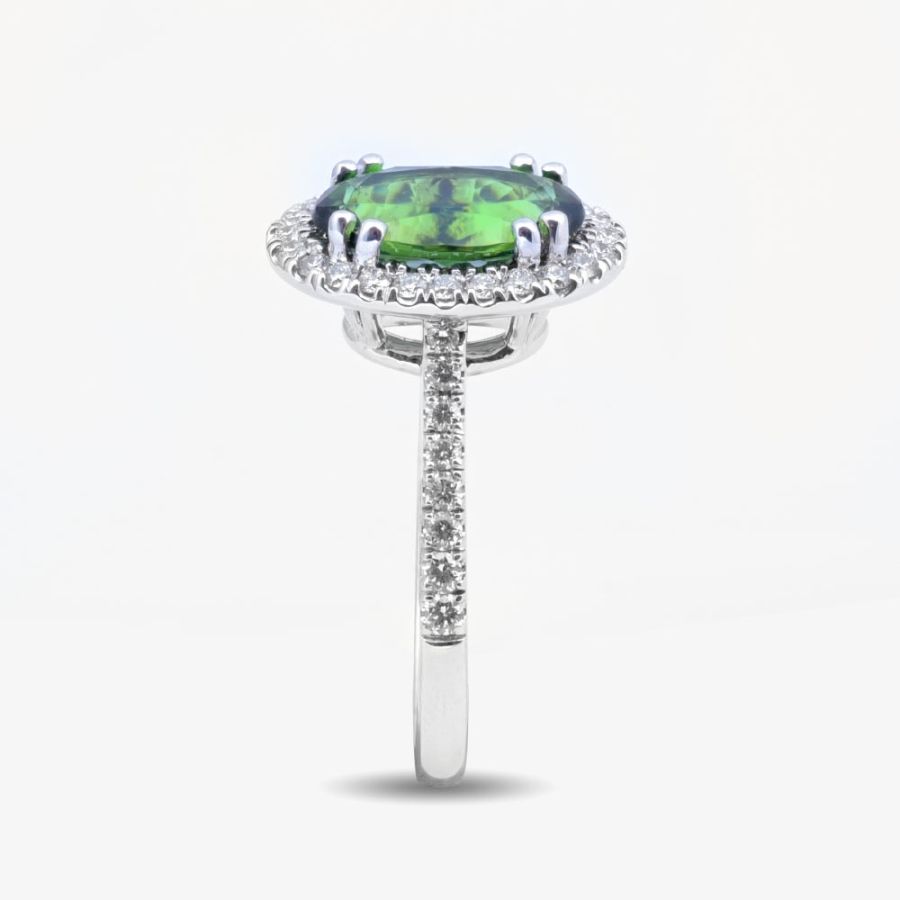 Natural Chrome Tourmaline 1.93 carats set in 14K White Gold Ring with 0.39 carats Diamonds 