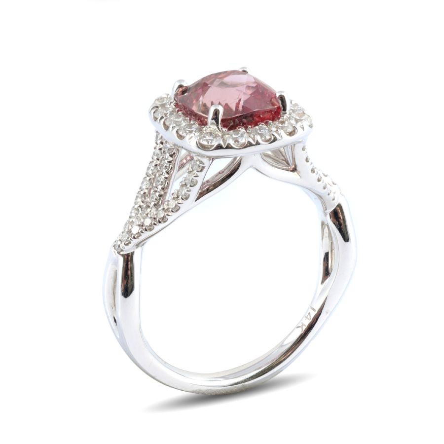 Natural Imperial Topaz 2.52 carats set in 14K White Gold Ring with 0.59 carats Diamonds