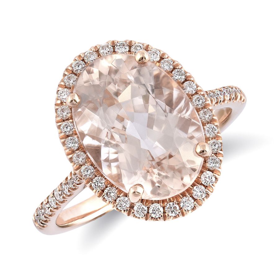 Natural Morganite 4.04 carats set in 14K Rose Gold Ring with 0.29 carats Diamonds 