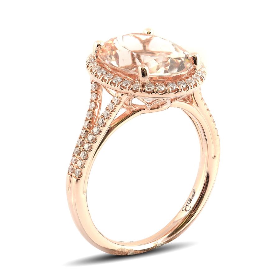 Natural Morganite 4.40 carats set in 14K Rose Gold Ring with 0.32 carats Diamonds 