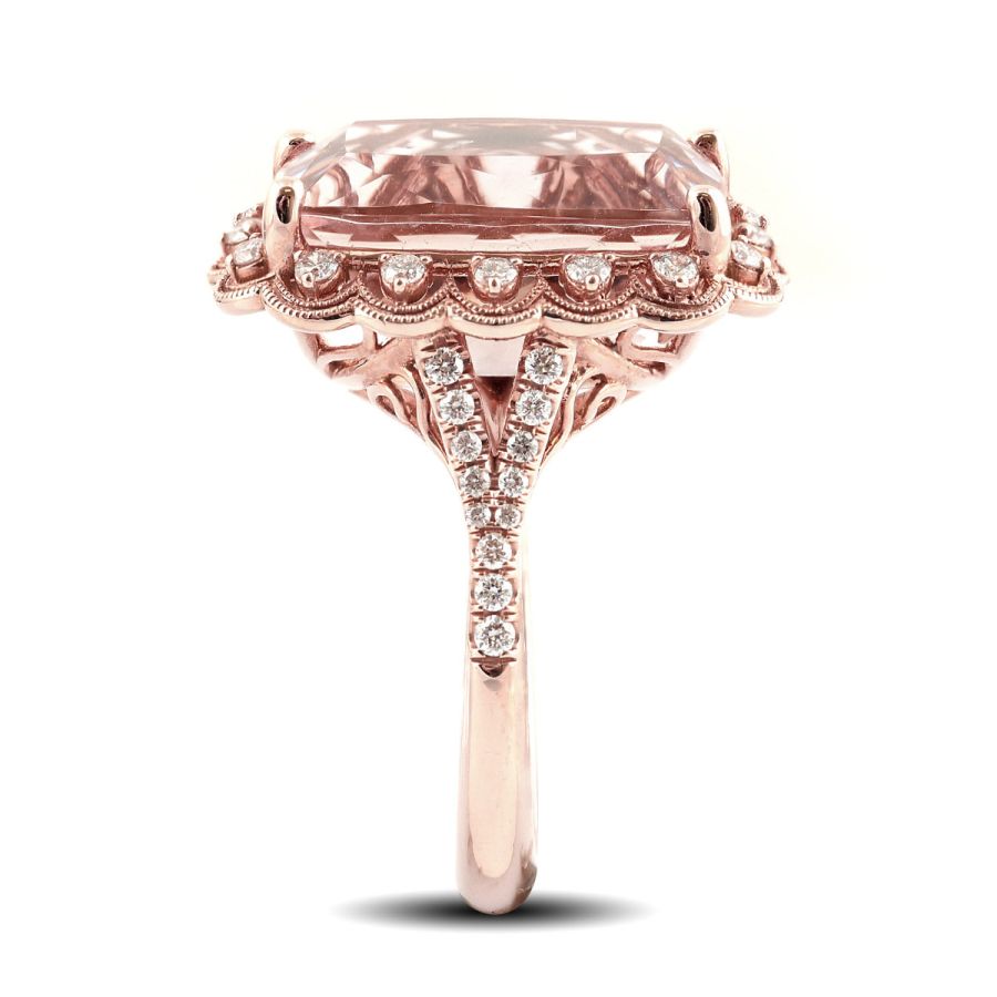 Natural Morganite 11.55 carats set in 14K Rose Gold Ring with 0.42 carats Diamonds 
