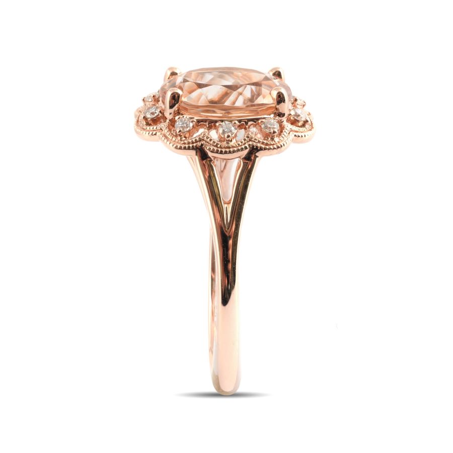 Natural Morganite 2.41 carats set in 14K Rose Gold Ring with 0.09 carats Diamonds 
