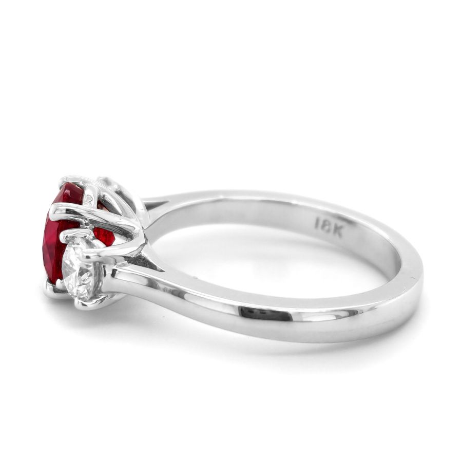 Natural "Pigeon Blood" Burma Ruby 1.81 carats set in 18K White Gold Ring with 0.59 carats Diamonds / GIA Report