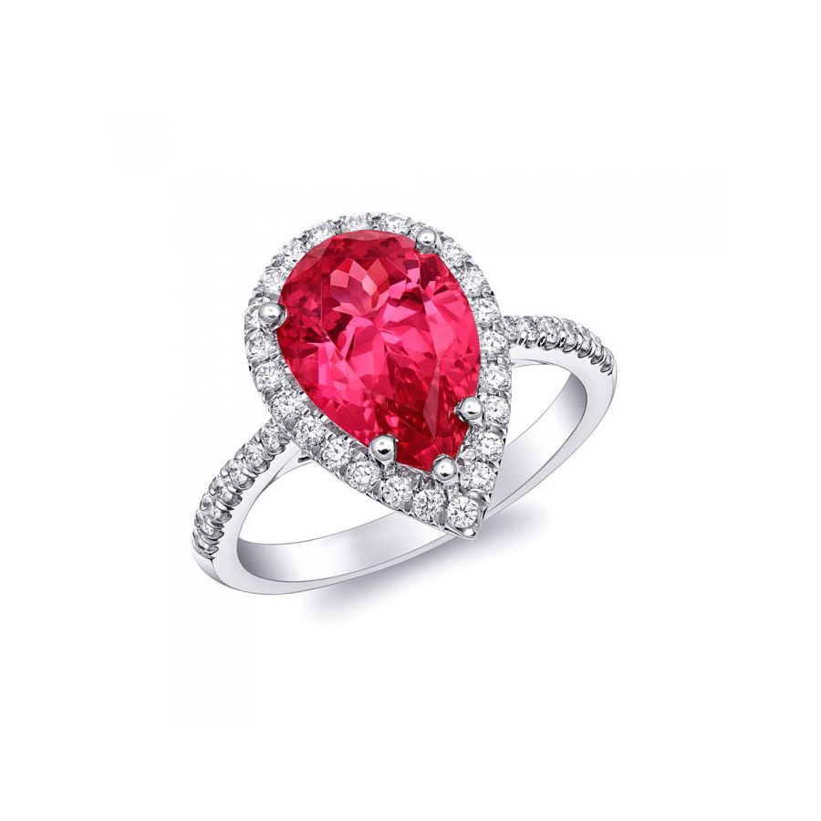 Natural Unheated Pink Spinel 4.22 carats set in Platinum Ring with 0.38 carats Diamonds / GRS Report