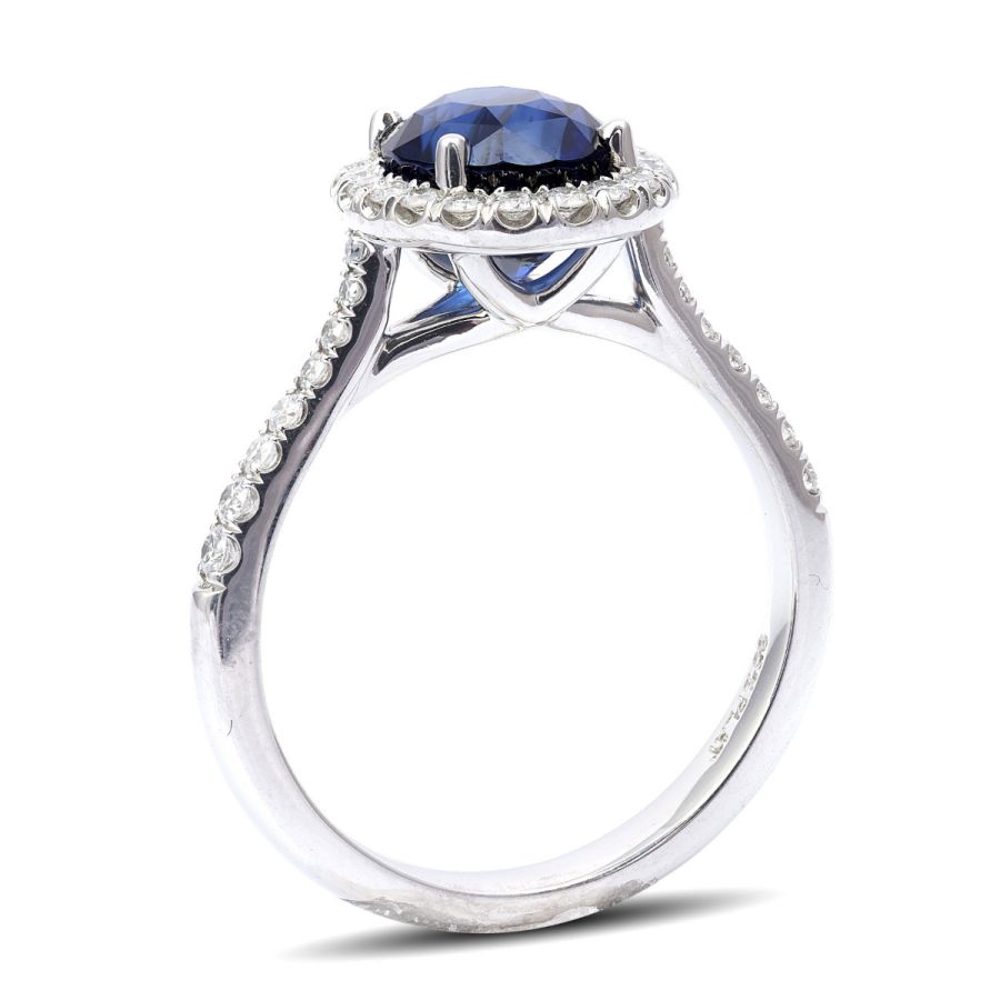 Natural Unheated Blue Sapphire 2.73 carats set in Platinum Ring with  0.35 carats Diamonds  / GIA Report