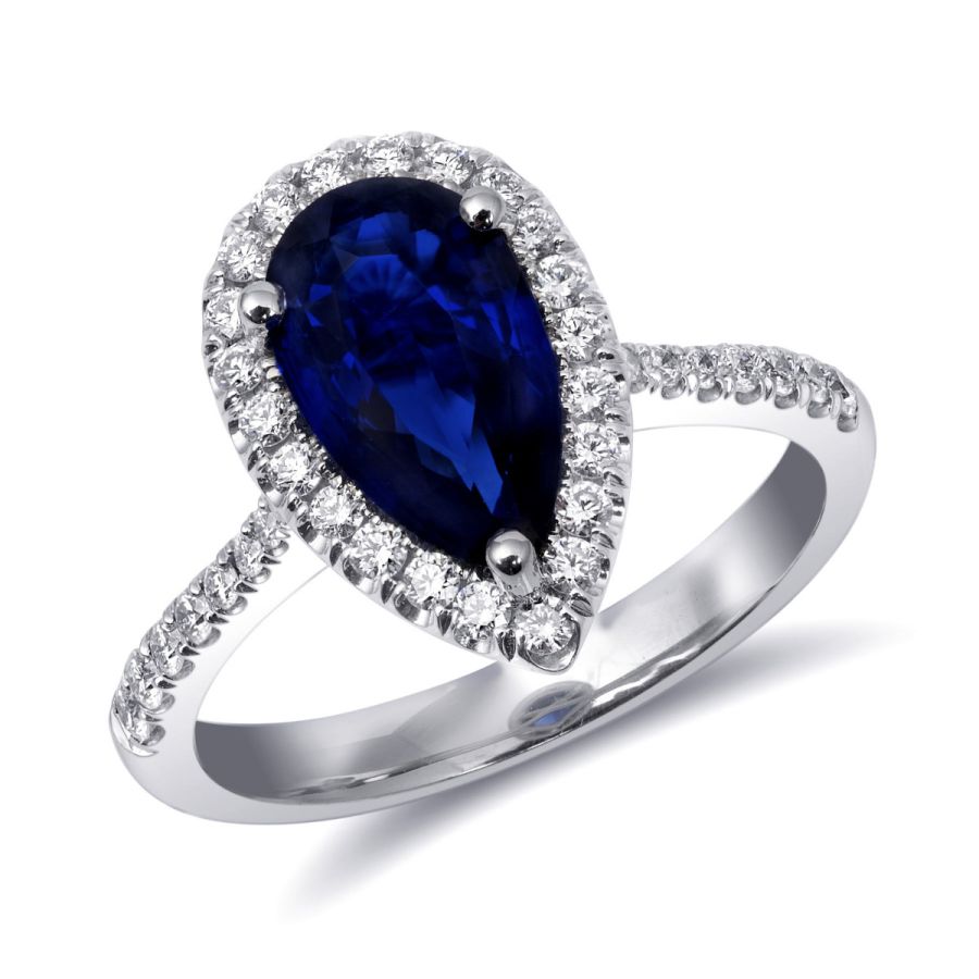 Natural Unheated Blue Sapphire 2.38 carats set in Platinum Ring with  0.38 carats Diamonds / GIA Report