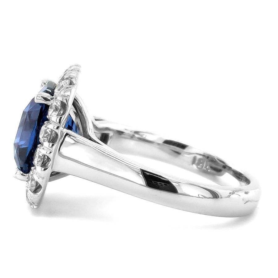 Natural Tanzanian Cobalt Spinel 5.15 carats set in 18K White Gold Ring with 0.85 carats Diamonds / GRS Report