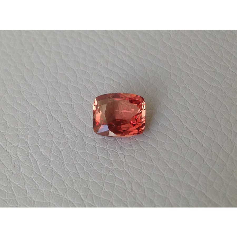 Natural  Unheated  Orange Sapphire red orange color cushion shape 3.63 carats with GIA Report