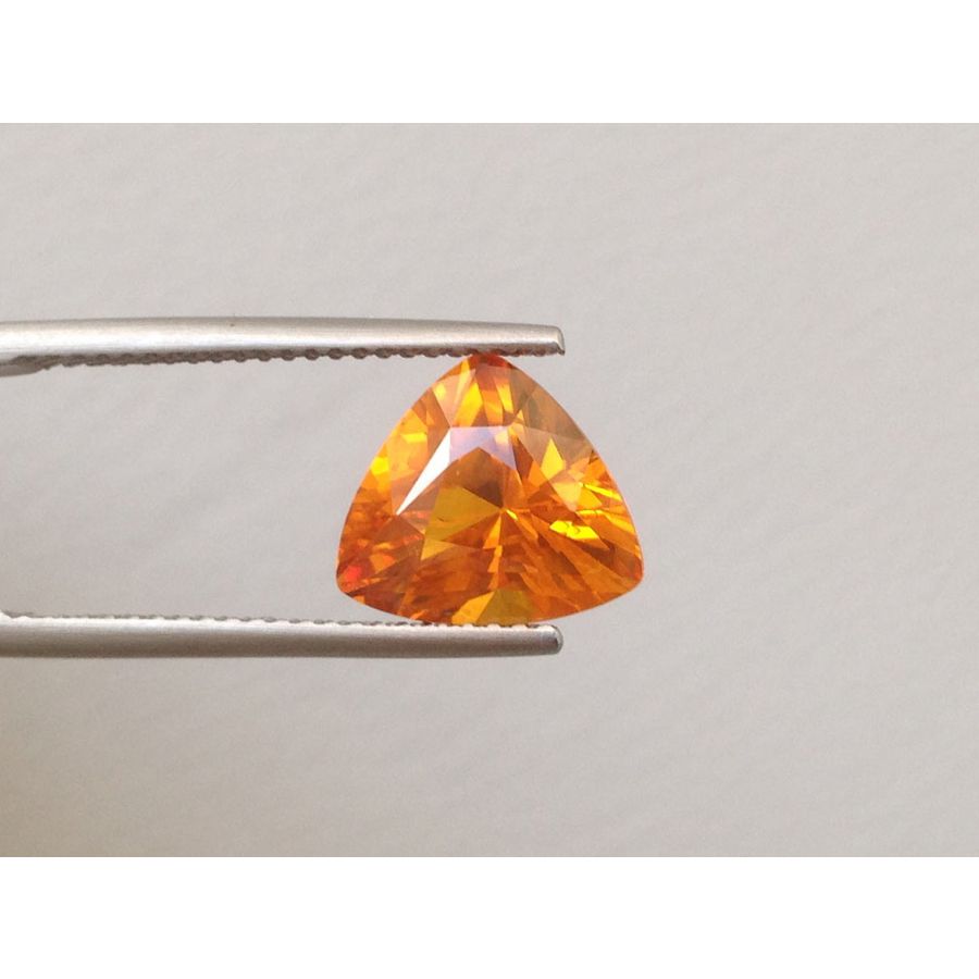 Natural Heated Orange Sapphire yellowish orange color trillion shape 3.72 carats with GIA Report