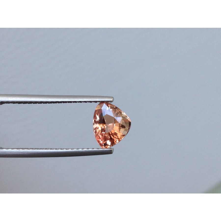 Natural Heated Padparadscha Sapphire pinkish orange color triangular shape 1.93 carats with GIA Report / video