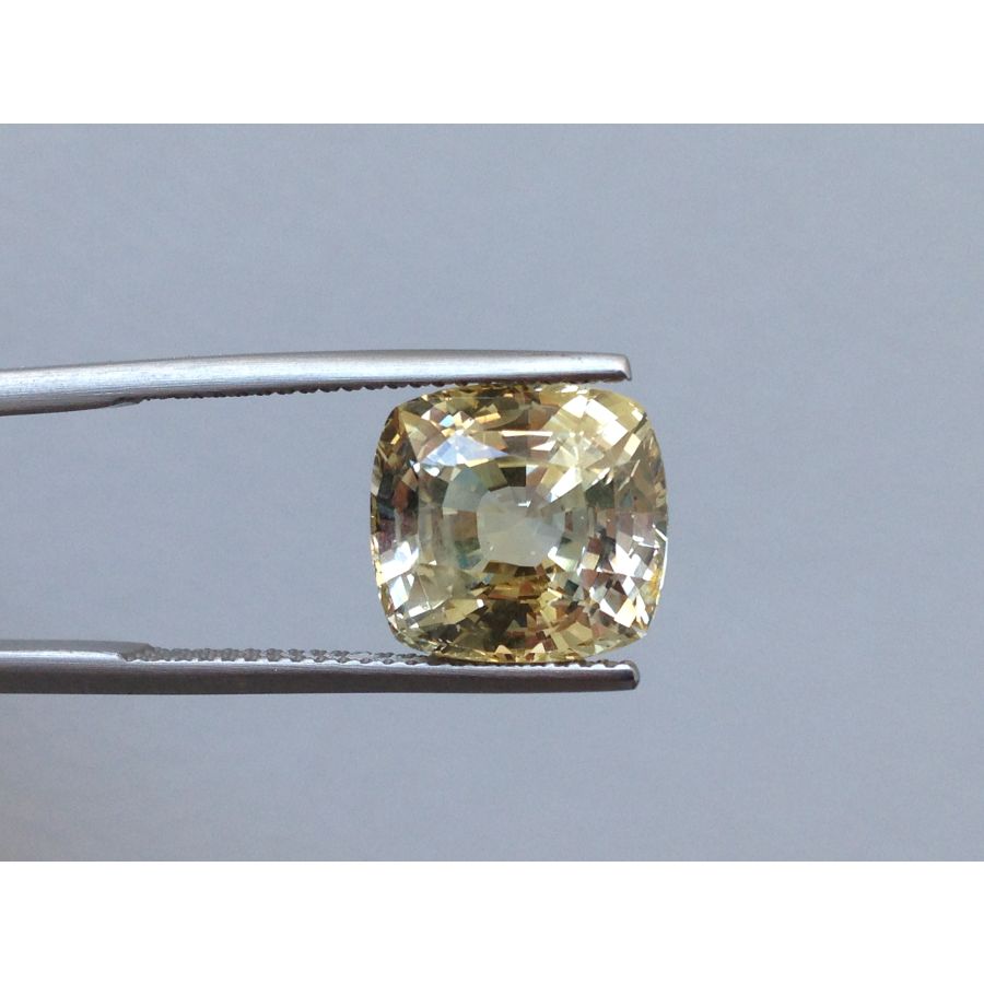 Natural  Unheated  Yellow Sapphire light yellow color cushion shape 8.19 carats with GIA Report / video