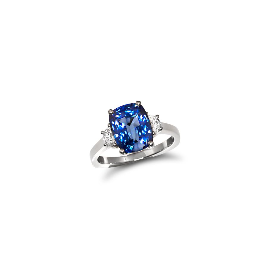 4.02cts  BLUE SAPPHIRE DIAMOND RING 14KWG - SOLD