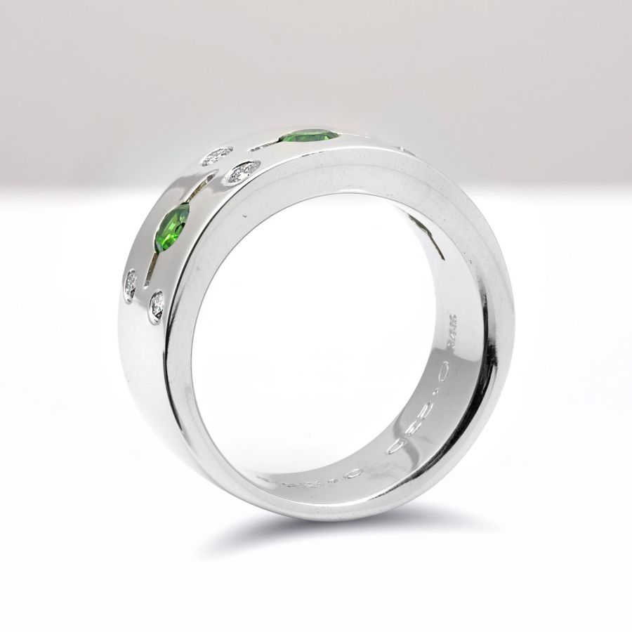 Natural Russian Demantoid Garnet 0.54 carats set in 14K White Gold Ring with 0.23 carats Diamonds