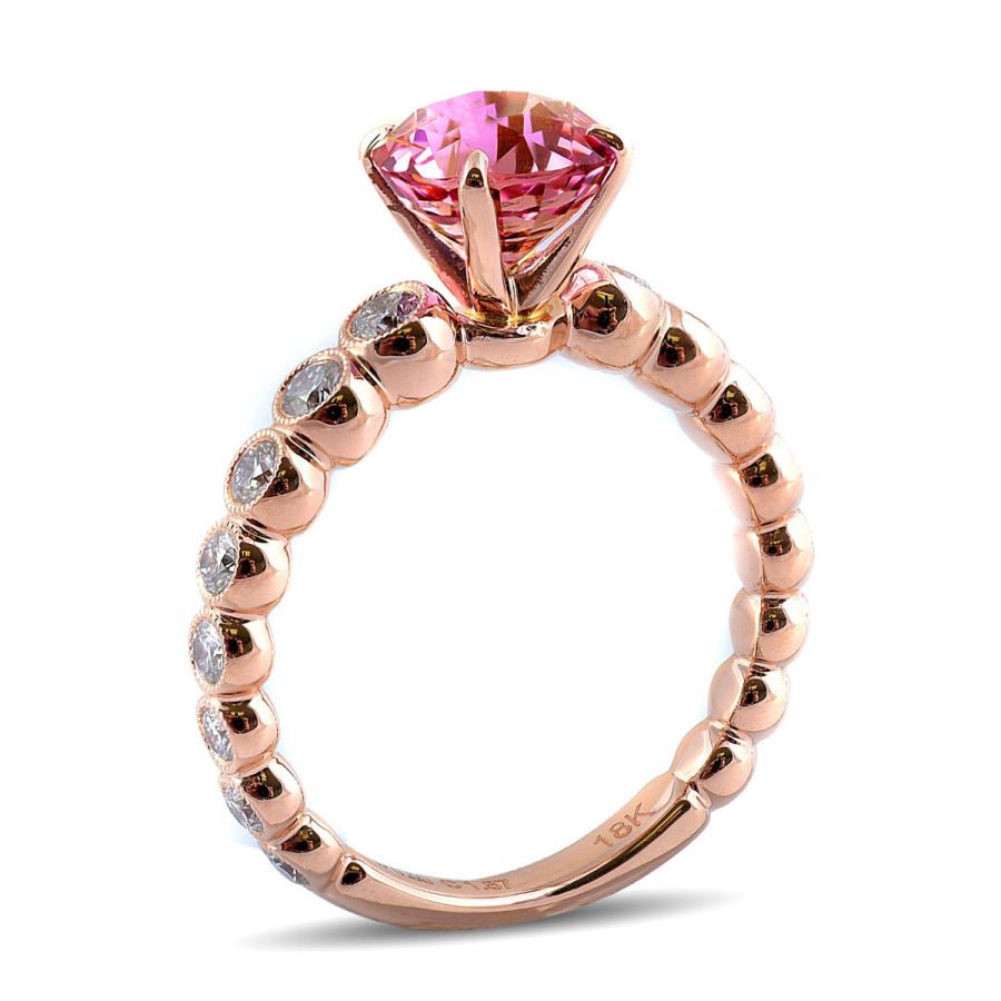 Natural Unheated Pink Sapphire 2.21 carats set in 18K Rose Gold Ring with 0.50 carats Diamonds / GIA Report 