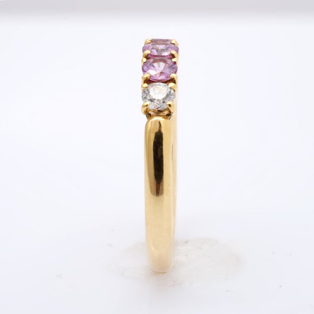 Natural Pink Sapphires 0.52 carats set in 18K Yellow Gold Ring with 0.20 carats Diamonds