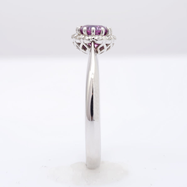 Natural Pink Sapphire 0.53 carats set in 14K White Gold Ring with 0.14 carats Diamonds