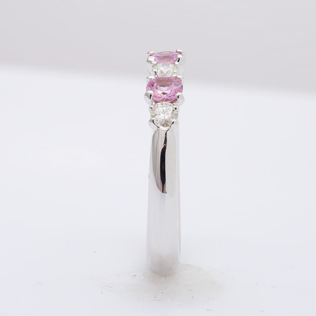 Natural Pink Sapphires 0.57 carats set in 18K White Gold Ring with 0.27 carats Diamonds