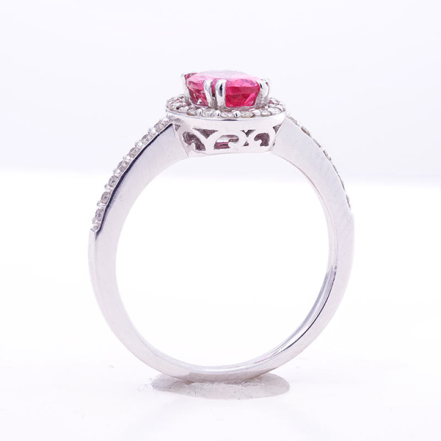 Natural Neon Tanzanian Spinel 0.98 carats set in 14K White Gold Ring with 0.22 carats Diamonds 