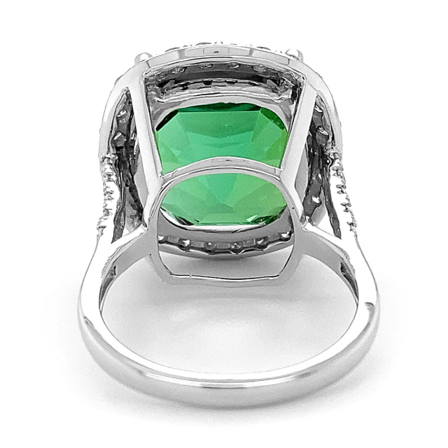Exceptional Quality Jaba Mine Afghan Tourmaline 22.71 carats set in Platinum Ring with 1.27 carats Diamonds