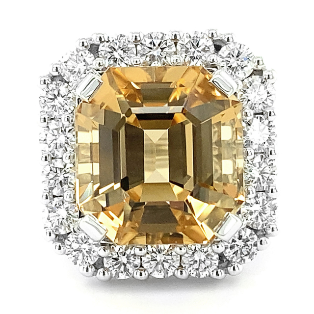 Champagne Tourmaline 14.62 carats set in 18K White Gold Ring with 1.79 carats Diamonds 