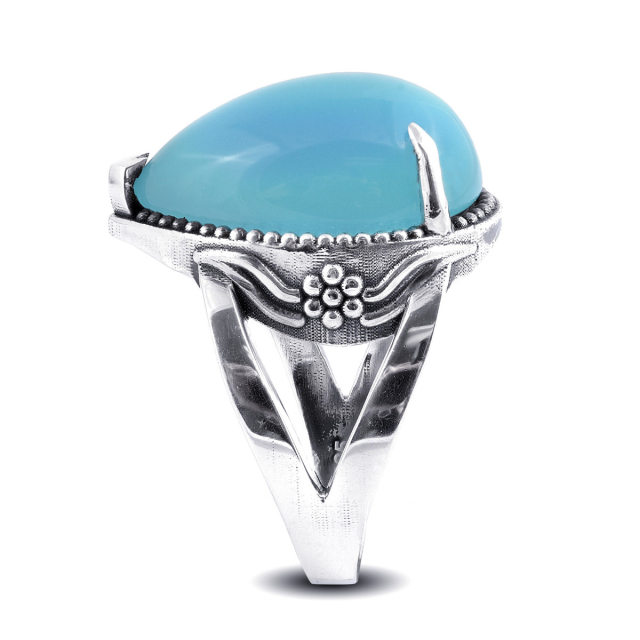 "Paraiba" color Agate 11.76 carats set in Silver Ring