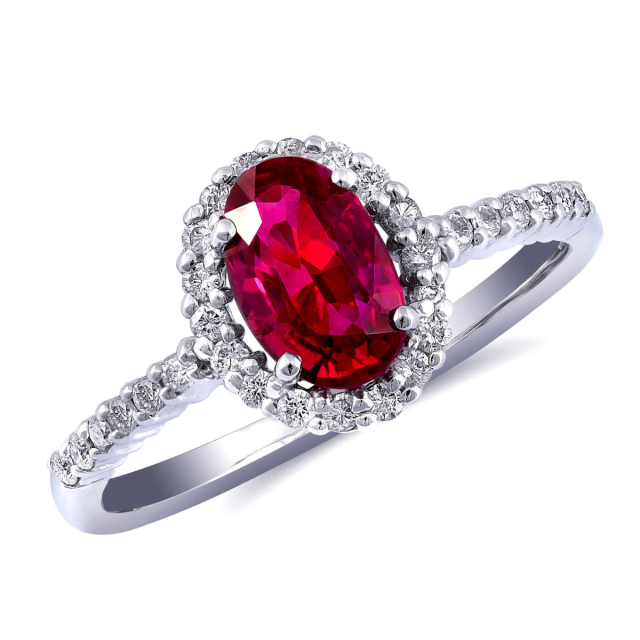 Natural Ruby 1.07 carats set in Platinum Ring with 0.23 carats Diamonds / GIA Report 