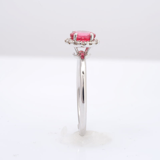 Natural Neon Tanzanian Spinel 1.20 carats set in 14K White Gold with 0.15 carats Diamonds