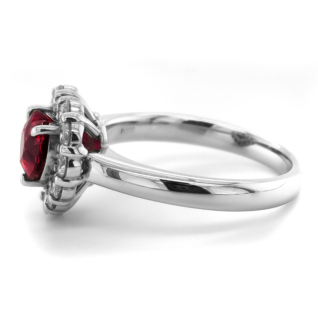 Natural Unheated "Pigeon Blood" Ruby 1.25 carats set in Platinum Ring with 0.56 carats Diamonds / AIGS Report 