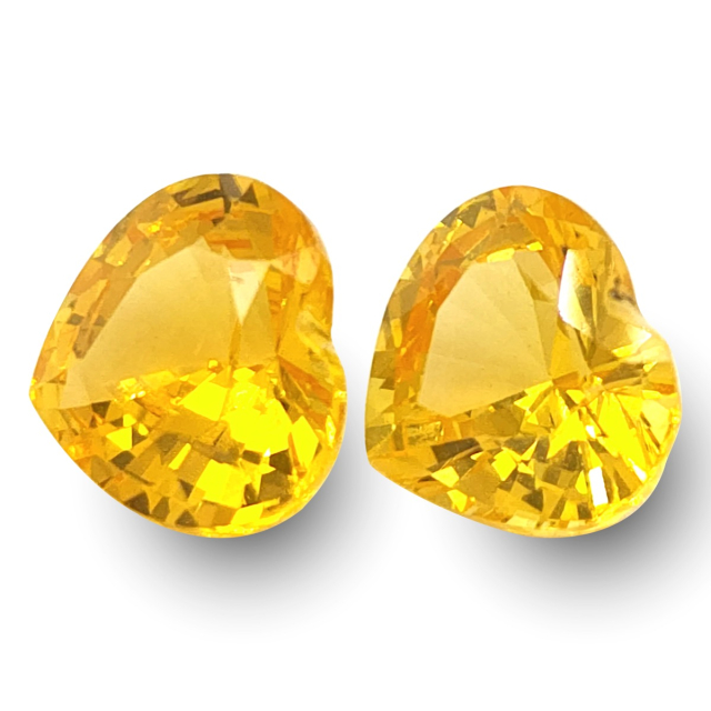 Natural Heated Yellow Sapphires matching pair 3.26 carats 