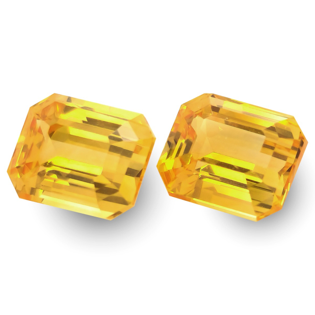 Natural Heated Yellow Sapphire Matching Pair 4.12 carats 
