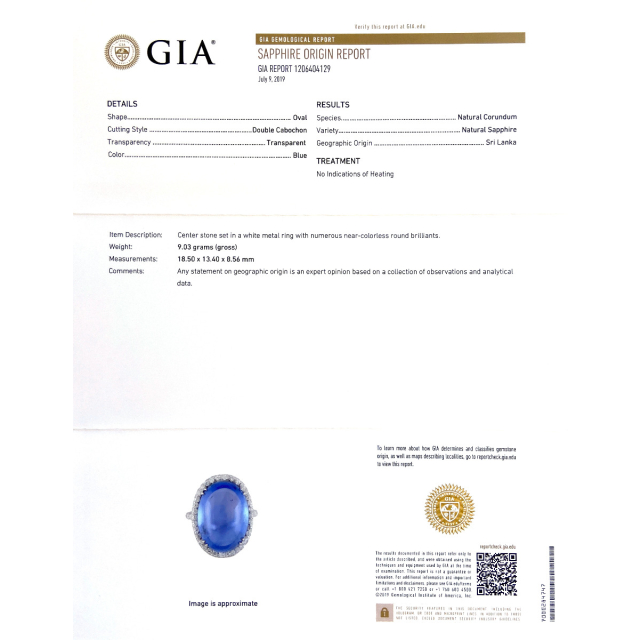 Natural Unheated Sri Lankan Blue Sapphire 21.68 carats set in 18K White Gold Ring with Diamonds 0.40 cts / GIA Report
