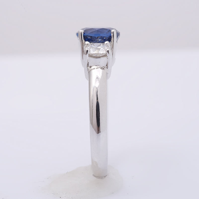 Natural Blue Sapphire 2.23 carats set in 18K White Gold Ring with 0.57 carats Diamonds / GIA Report