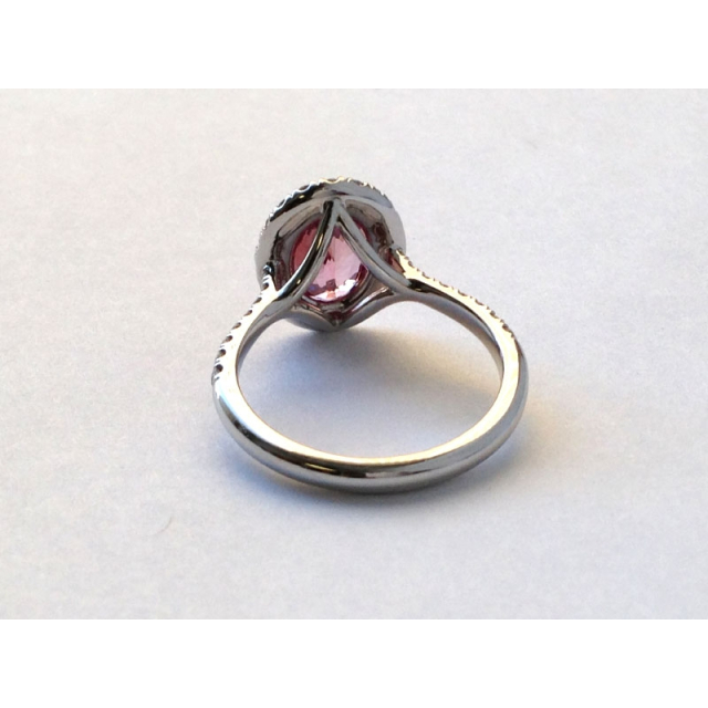 Natural Padparadscha Sapphire 2.50 carats set in Platinum Ring with 0.45 carats Diamonds / GRS Report