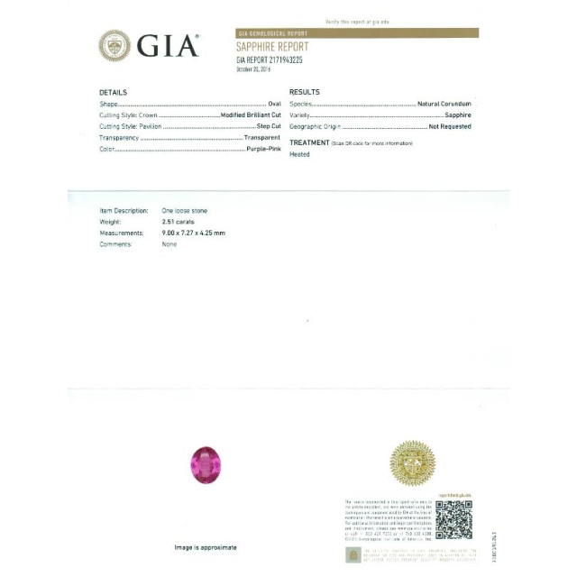 Natural Heated Pink Sapphire 2.51 carats 