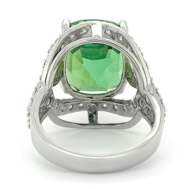 Exceptional Quality Jaba Mine Afghan Tourmaline 13.93 carats set in Platinum Ring with 2.08 carats Diamonds