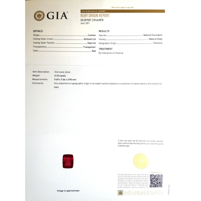 Natural Unheated Tanzanian Ruby 3.10 carats set in 18K Two Tone Ring with 0.91 carats Diamonds / GIA Report